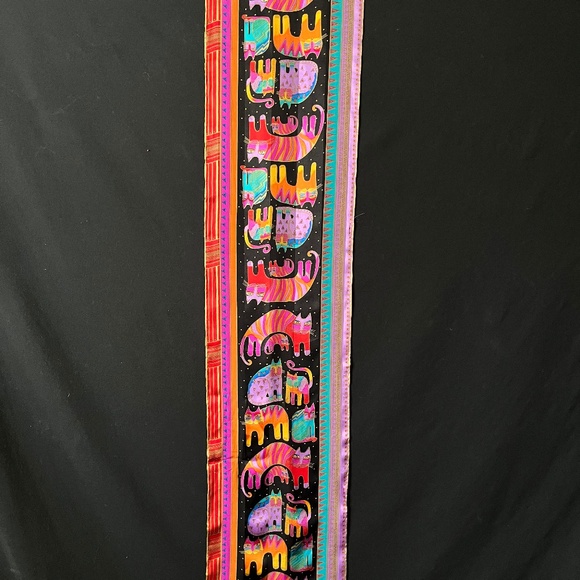 Laurel Burch Scarf Rainbow Cat Bright and Bold Silk Oblong Scarf - Picture 1 of 3